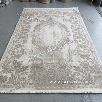 Ковер Турция Для Гостиной Дизайн 98 Серый с Бежевым